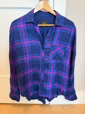 Rails Navy Blue & Bright Pink Plaid Shirt